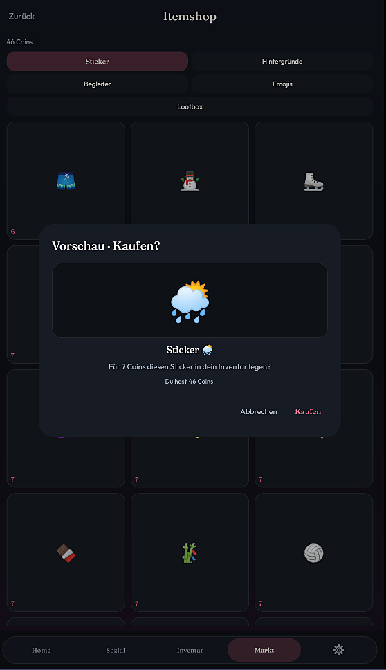 Itemshop mit Kaufvorschau